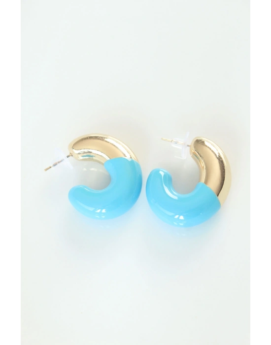 CCB Mavi Gold Çift Renk Küpe