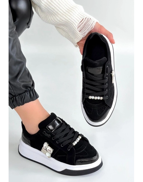 Ceans Siyah Süet Bağcıklı Spor Ayakkabı