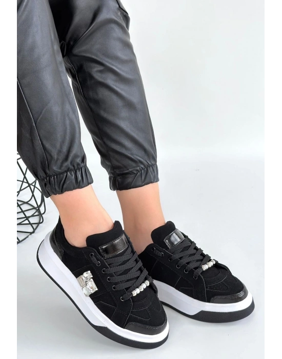 Ceans Siyah Süet Bağcıklı Spor Ayakkabı