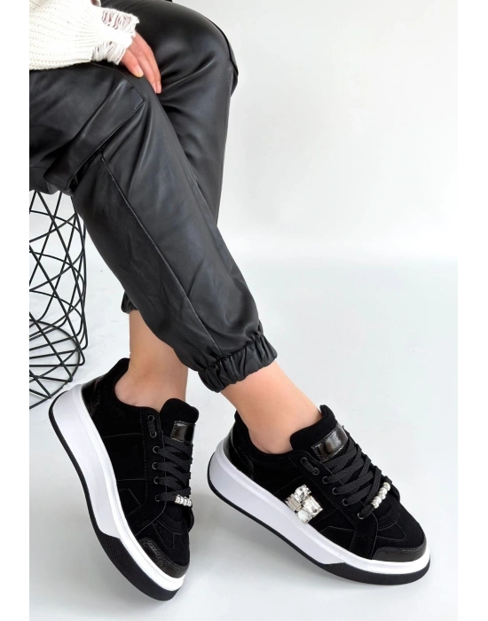 Ceans Siyah Süet Bağcıklı Spor Ayakkabı