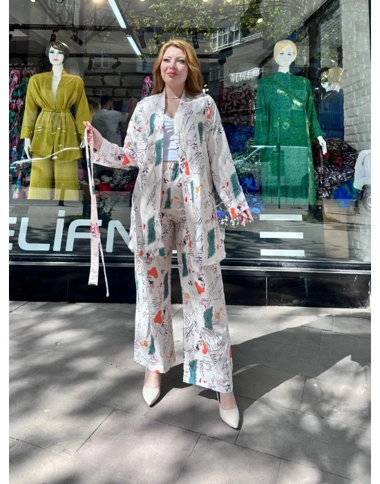 Ceketli baskılı takım