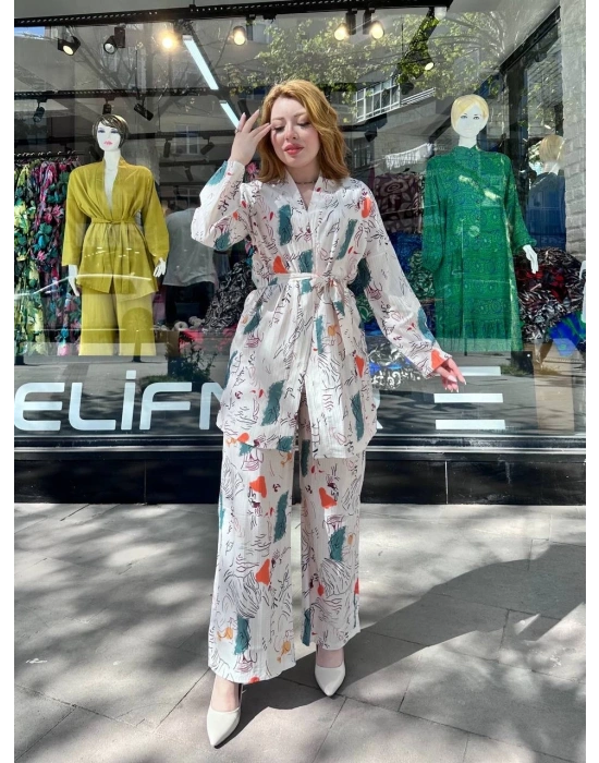 Ceketli baskılı takım