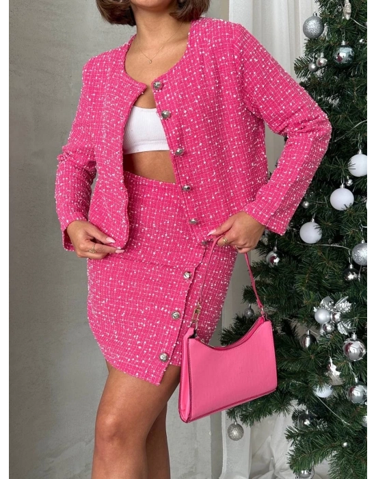 Ceketli etek takım chl kumaş fuşya h24443