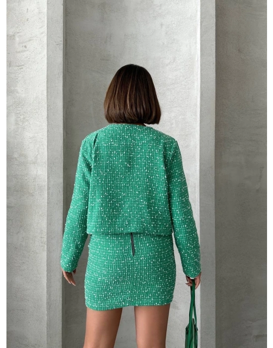 Ceketli etek takım chl kumaş yeşil h24443