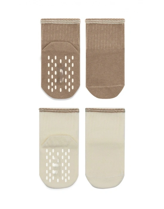 Çemberli Basic Penye Kaymaz Soket Çorap 2li 10146 Kahve