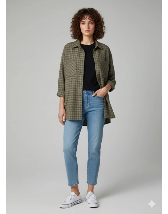 Çift cepli oduncu gömlek vizon ha1212789