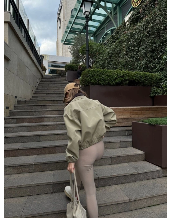 Çift Yakalı Ceket Mont - Yeşil