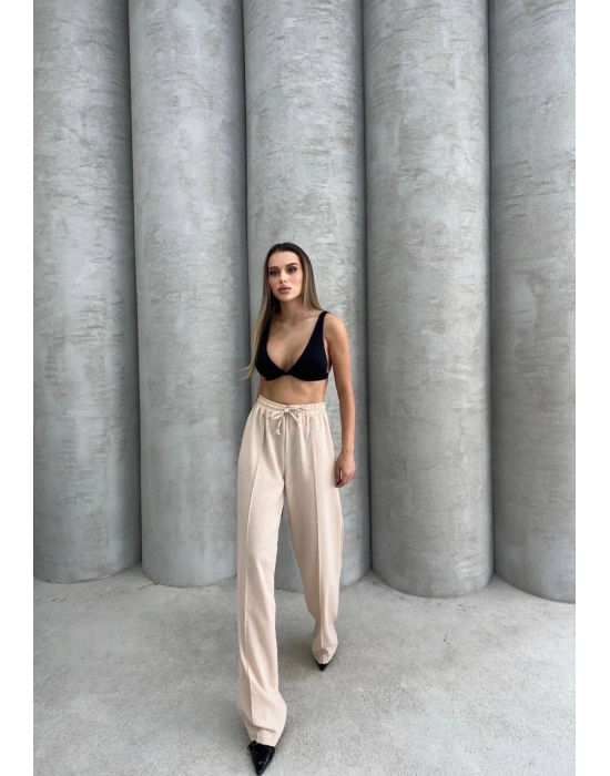 Çımalı keten pantolon