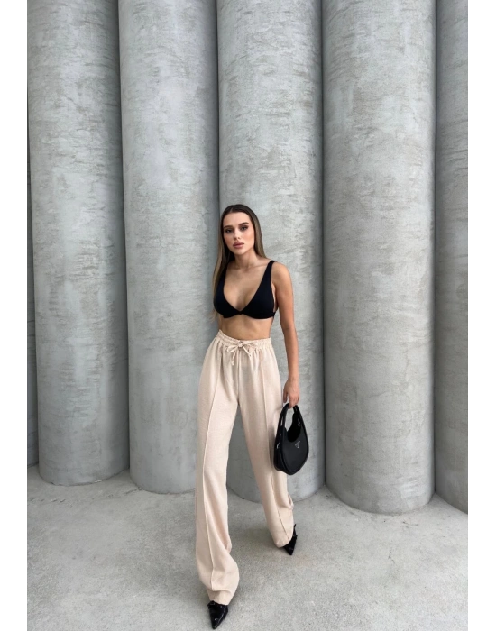 Çımalı keten pantolon