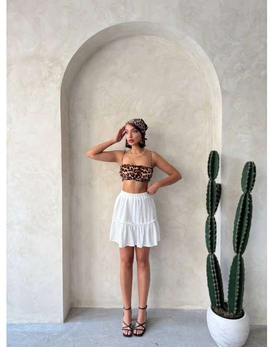 Çingene keten etek beyaz s24808