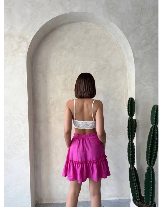 Çingene keten etek fuşya s24808