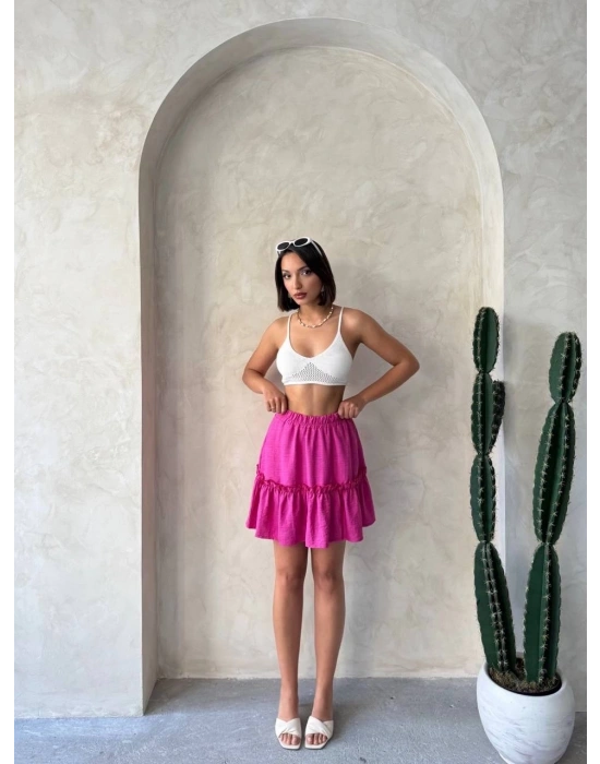 Çingene keten etek fuşya s24808