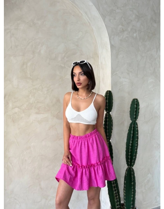 Çingene keten etek fuşya s24808