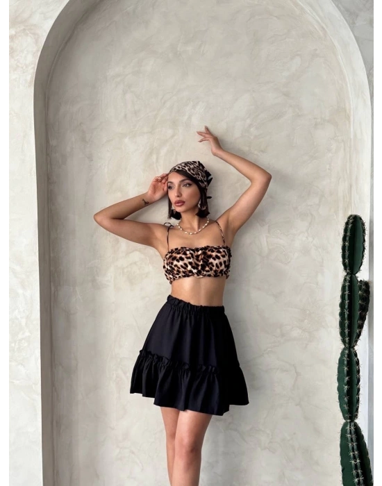 Çingene keten etek siyah s24808