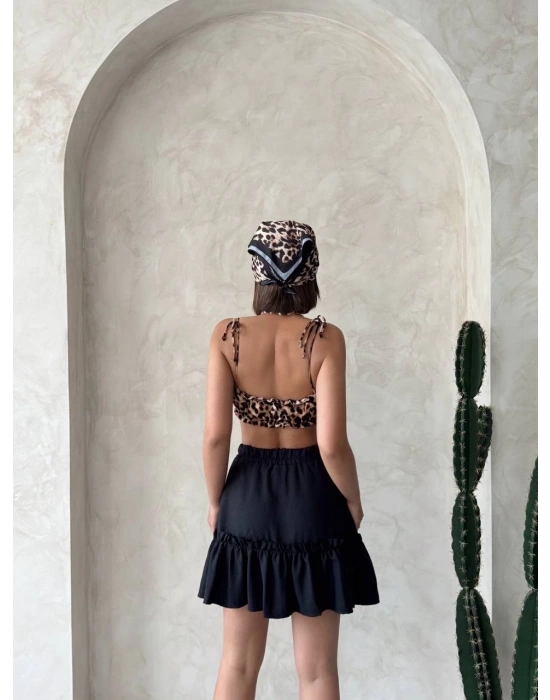 Çingene keten etek siyah s24808