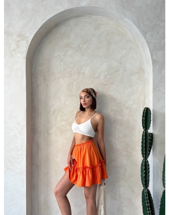 Çingene keten etek turuncu s24808