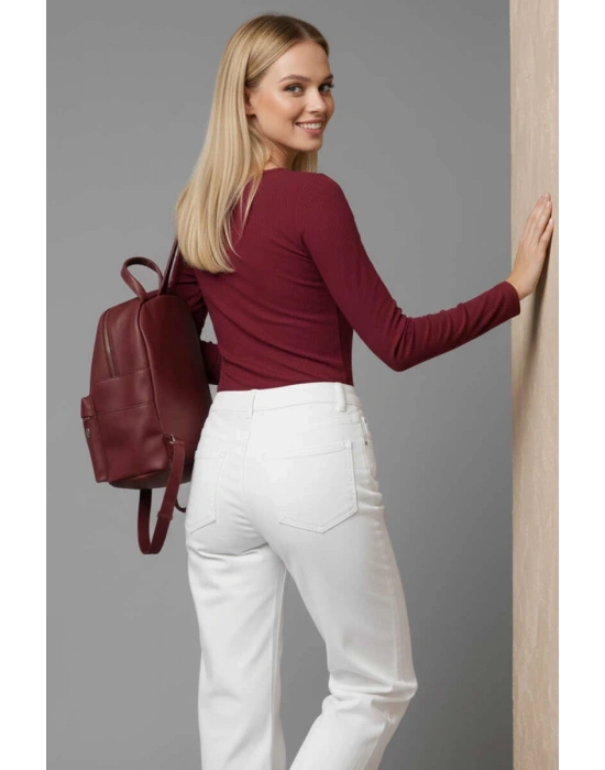 Çıtçıt Detaylı Bluz Bordo T4343