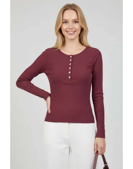 Çıtçıt Detaylı Bluz Mürdüm T4343