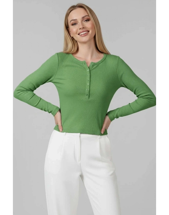 Çıtçıt Detaylı Bluz Yeşil T4343
