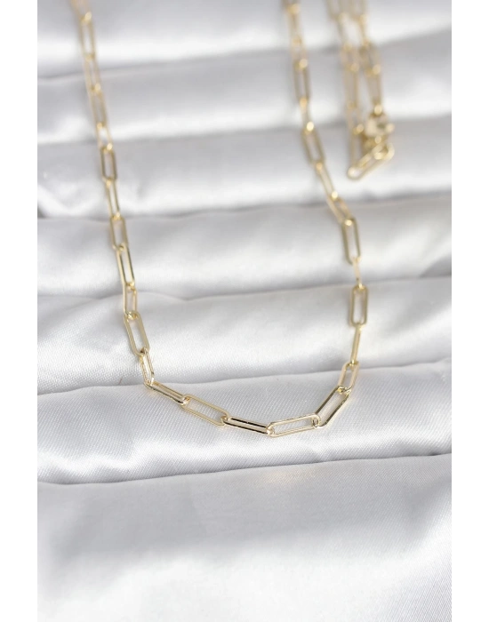 CM 14K Gold Renk Ataç Zincirli Model 60 cm Kadın Kolye