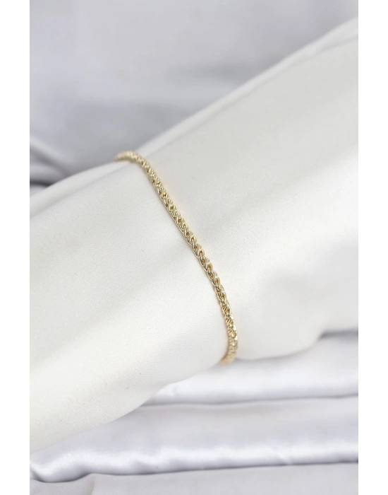 CM 14K Gold Renk Burgulu Zincir Model Kadın Bileklik