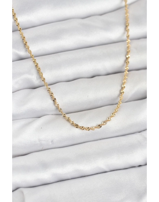 CM 14K Gold Renk Ezme Burgu Zincir Model 60 cm Kadın Kolye