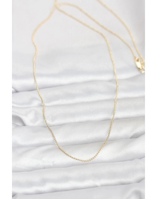 CM 14K Gold Renk İnce Top Zincirli 60 cm Kadın Kolye