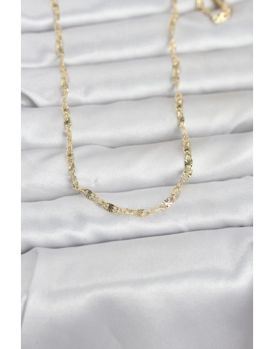 CM 14K Gold Renk Lazerli Gemici Zincir Model 60 cm Kadın Kolye