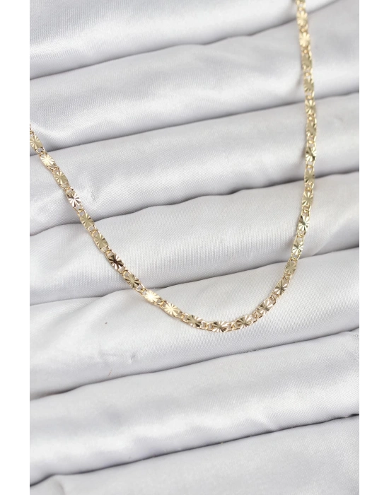 CM 14K Gold Renk Lazerli Zincir Model Kadın Kolye