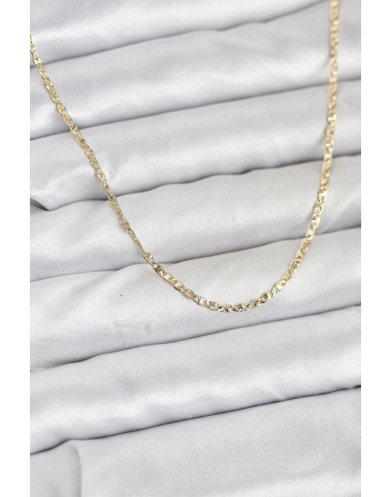 CM 14K Gold Renk Pirinç Lazer Model 60 cm Kadın Kolye