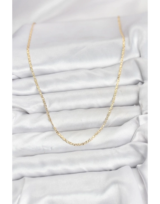 CM 14K Gold Renk Pirinç Lazer Model 60 cm Kadın Kolye