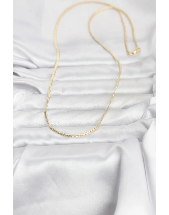 CM 14K Gold Renk Yassı Zincir Model 60 cm Kadın Kolye