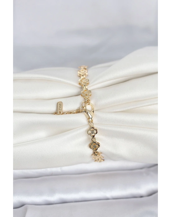 CM 14K Gold Renk Yonca Model Kadın Bileklik