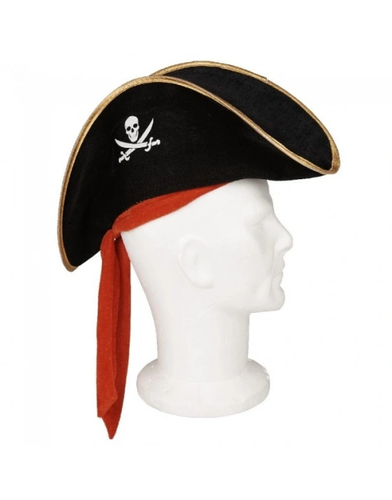 Çocuk Boy Kadife Jack Sparrow Denizci Kaptan Jack Korsan Şapkası 45x16 cm
