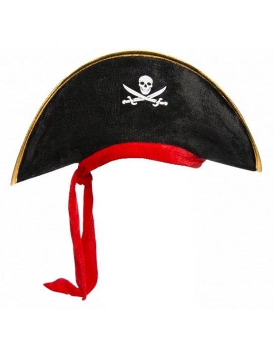 Çocuk Boy Kadife Jack Sparrow Denizci Kaptan Jack Korsan Şapkası 45x16 cm