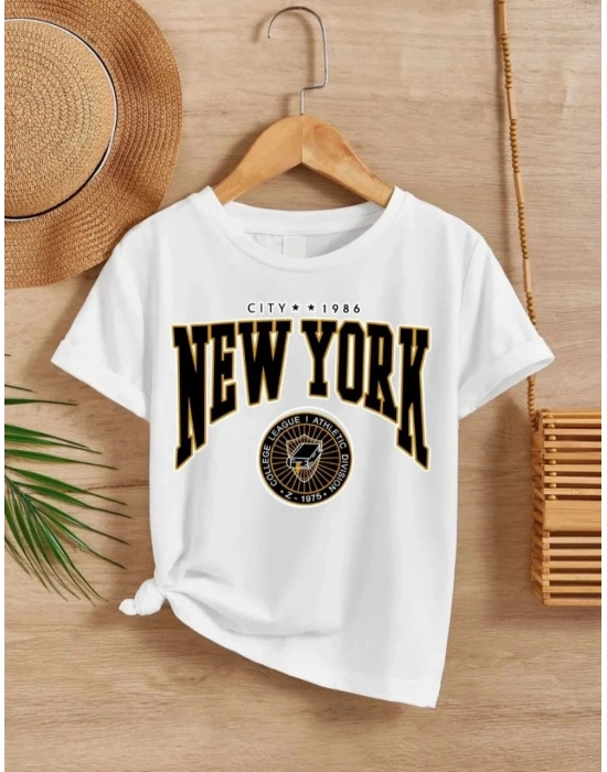 Çocuk Unisex Baskılı T-Shirt - Beyaz