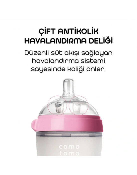 Comotomo Antikolik Silikon Biberon 150 ml 0-3 Ay Pembe