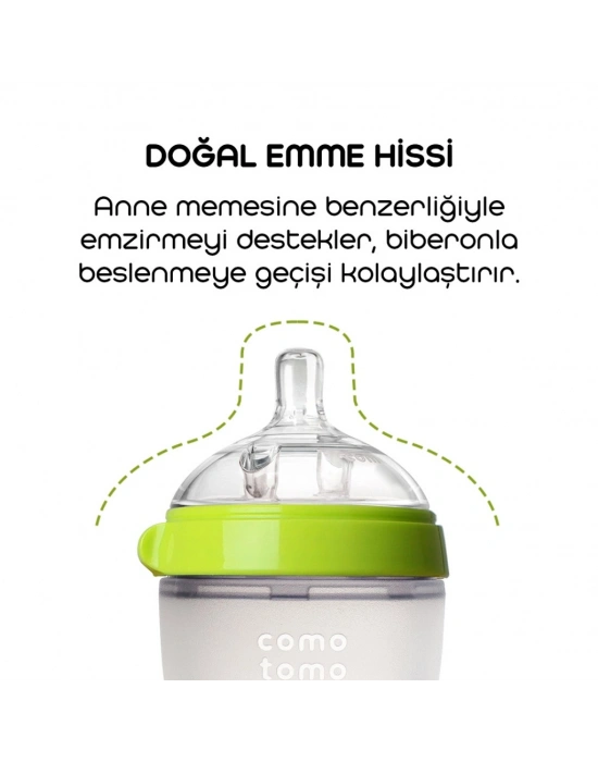 Comotomo Antikolik Silikon Biberon 150 ml 0-3 Ay Yeşil