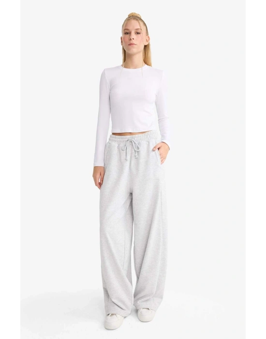 Coool Barrel Fit Beli Bağcıklı Cepli Pantolon Gri