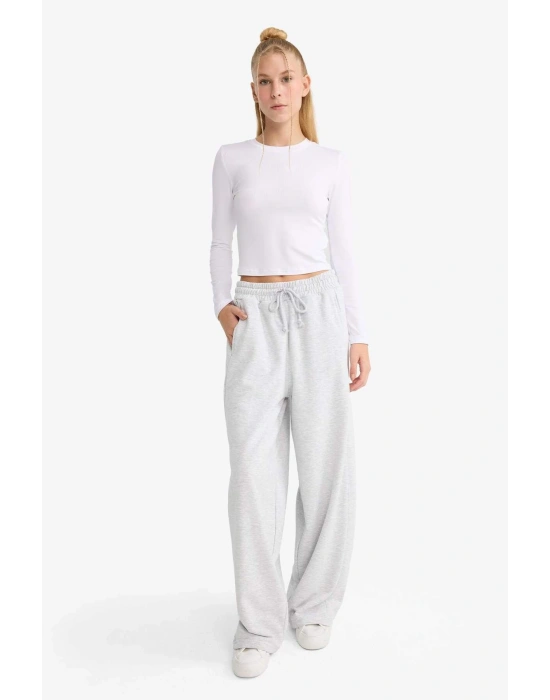 Coool Barrel Fit Beli Bağcıklı Cepli Pantolon Gri