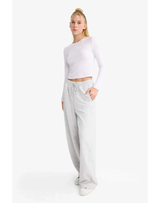 Coool Barrel Fit Beli Bağcıklı Cepli Pantolon Gri