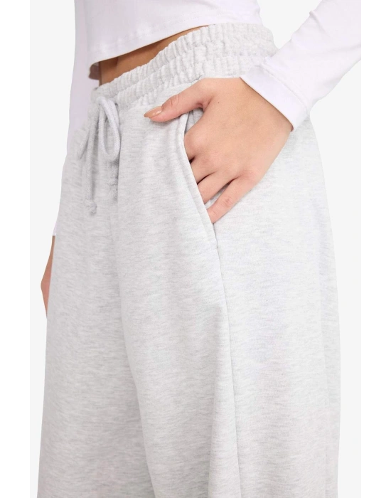 Coool Barrel Fit Beli Bağcıklı Cepli Pantolon Gri