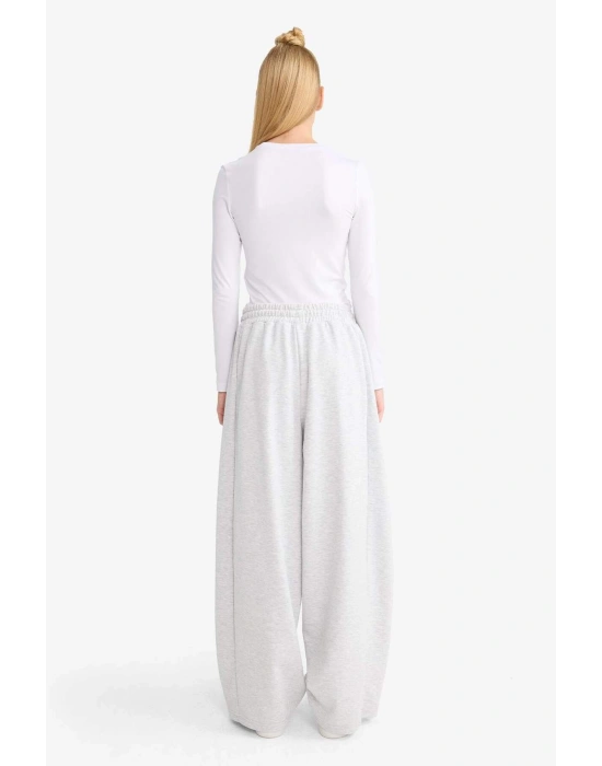 Coool Barrel Fit Beli Bağcıklı Cepli Pantolon Gri