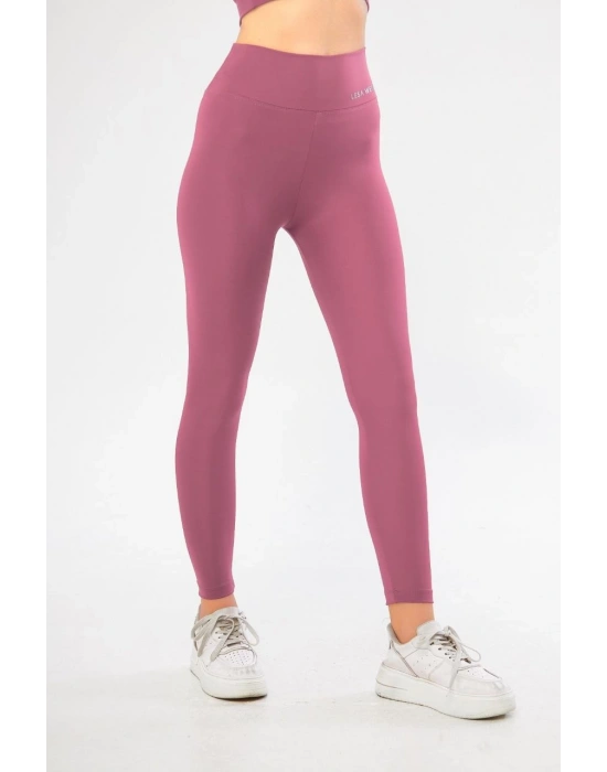 Kadın Yüksek Bel Toparlayıcı Likralı dalgıç Spor Tayt  Esnek Rahat Kalıp - Mor