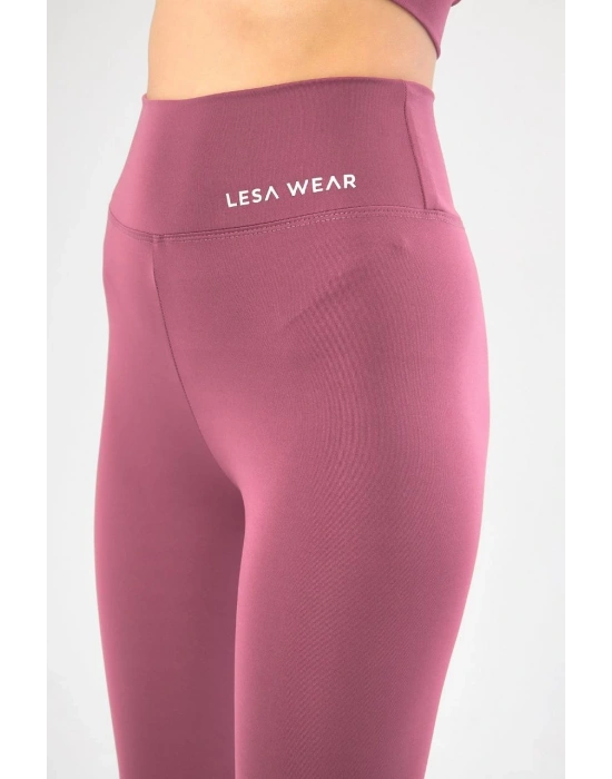 Kadın Yüksek Bel Toparlayıcı Likralı dalgıç Spor Tayt  Esnek Rahat Kalıp - Mor