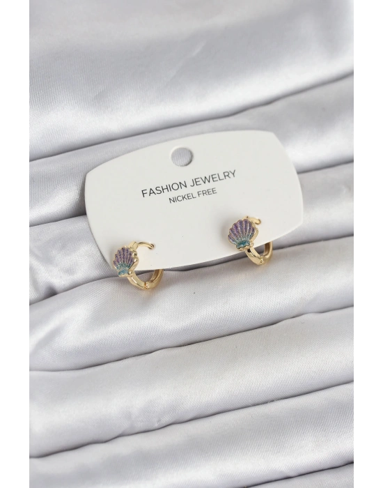 Deniz Kabuğu Model Gold Pirinç Çocuk Küpe