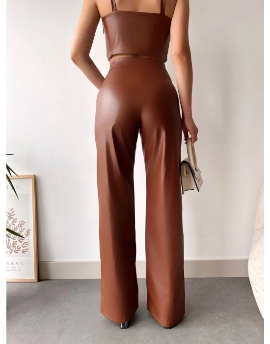 deri palazzo pantolon kahve hf