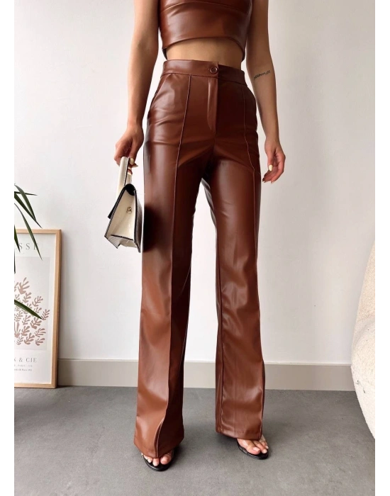 deri palazzo pantolon kahve hf