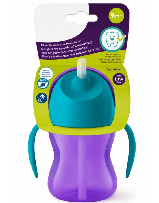 Desenli Pipetli Bardak 200 ml Kız