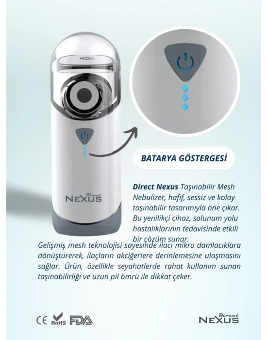 Direct Nexus Taşınabilir Mesh Hava Makinesi Nebulizatör
